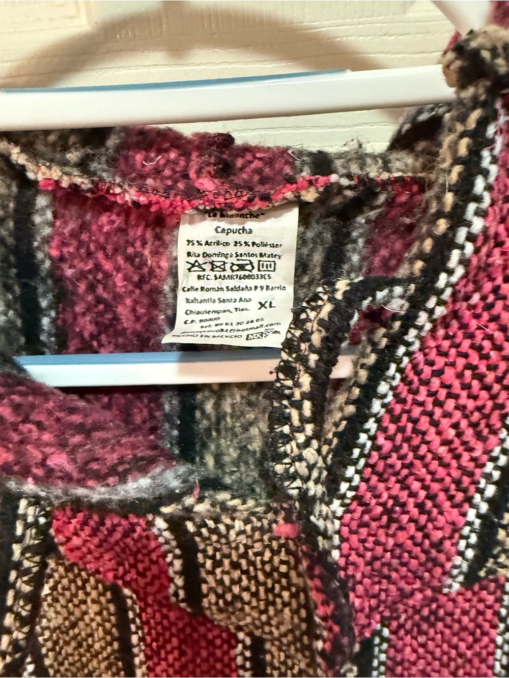 Striped Pink and Black Baja Hoodie Sweater size XL - Picture 2 of 3